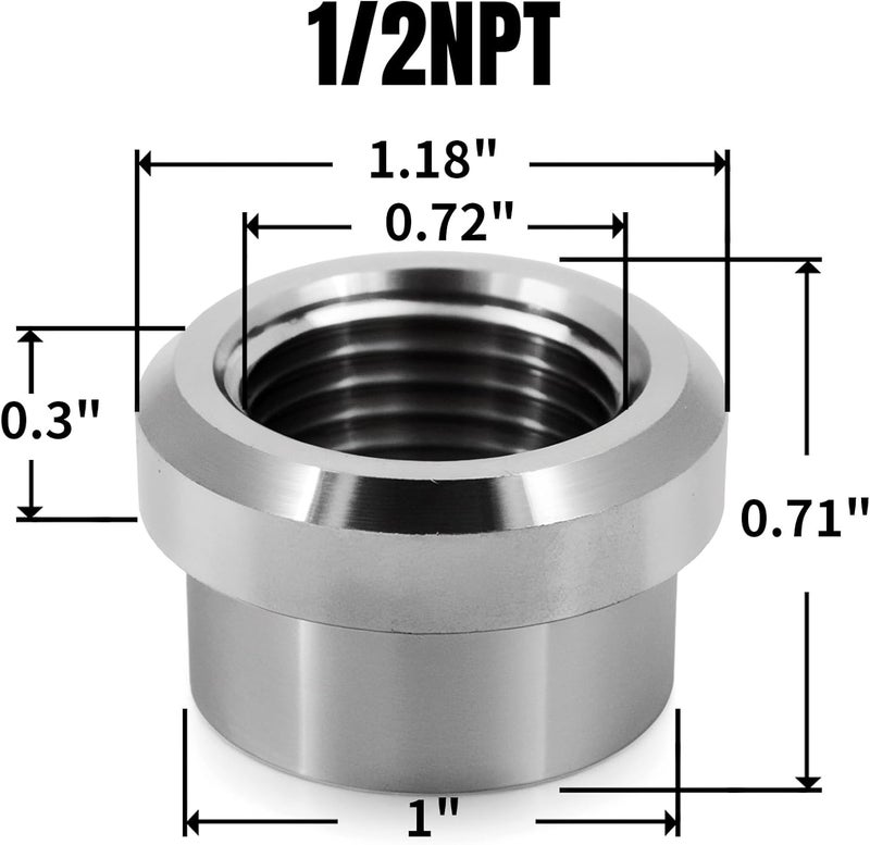 CNRAQR Aluminum 1/2" NPT Female Weld on Bung Weldable Fitting 4PCS - Image 2